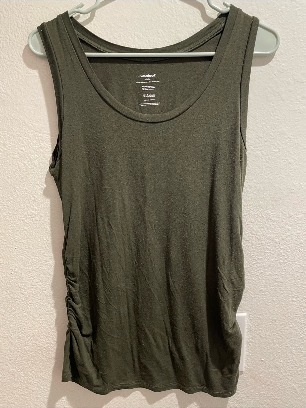 ✨ Motherhood Maternity Ruched Bump-Friendly Tank Top • Olive Green M ✨